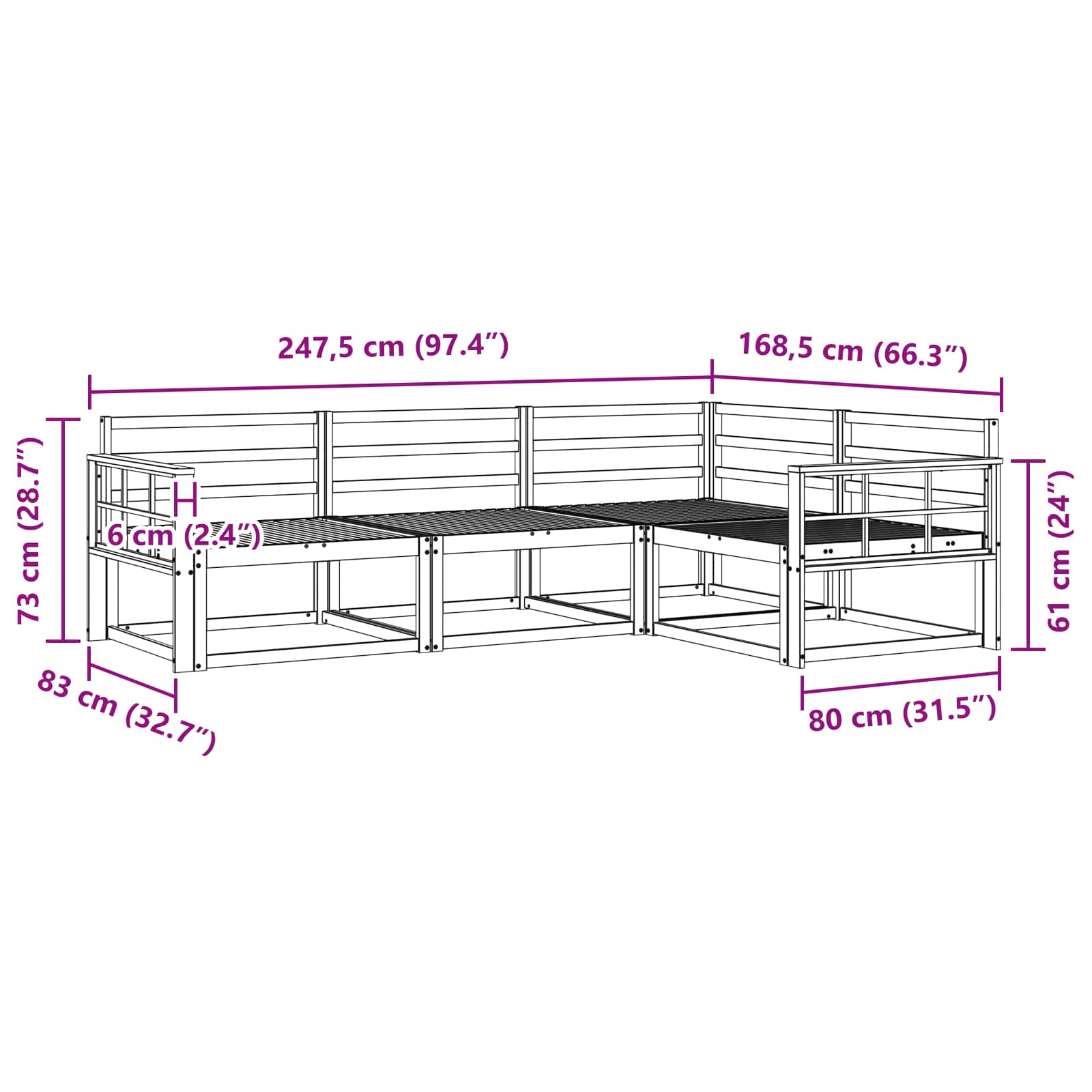 Buiten bankenset 4 pcs Naturel Massief Acaciahout image 6