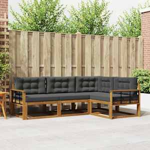 Zunanja garnitura za sedenje 4 pcs Naravna in antracitna