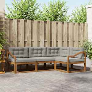 Zunanja garnitura za sedenje 4 pcs Naravna in svetlo siva