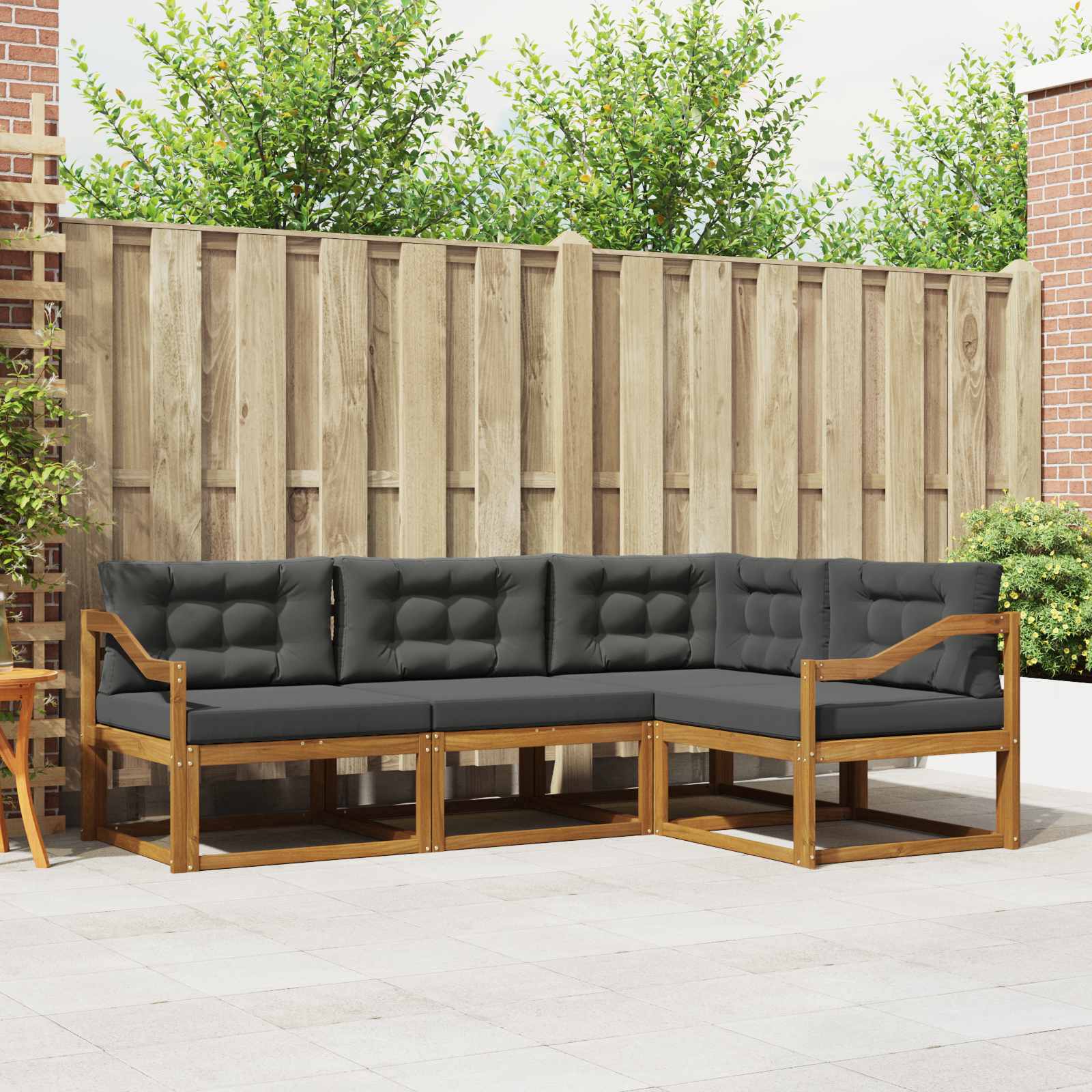 vidaXL Set de canapele de exterior cu pernă 4 pcs Natural și Antracit