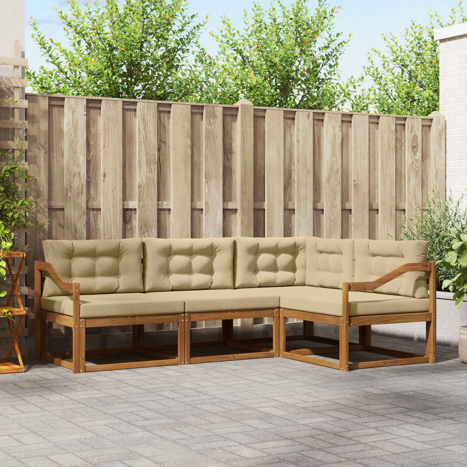 vidaXL Outdoor-Sofagarnitur mit Kissen 4 pcs Natur und Beige