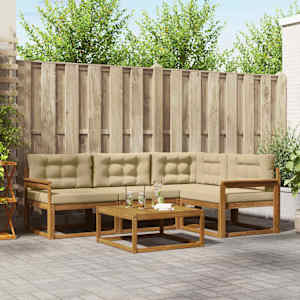 Zunanja garnitura za sedenje z blazino 5 pcs Naravna in bež