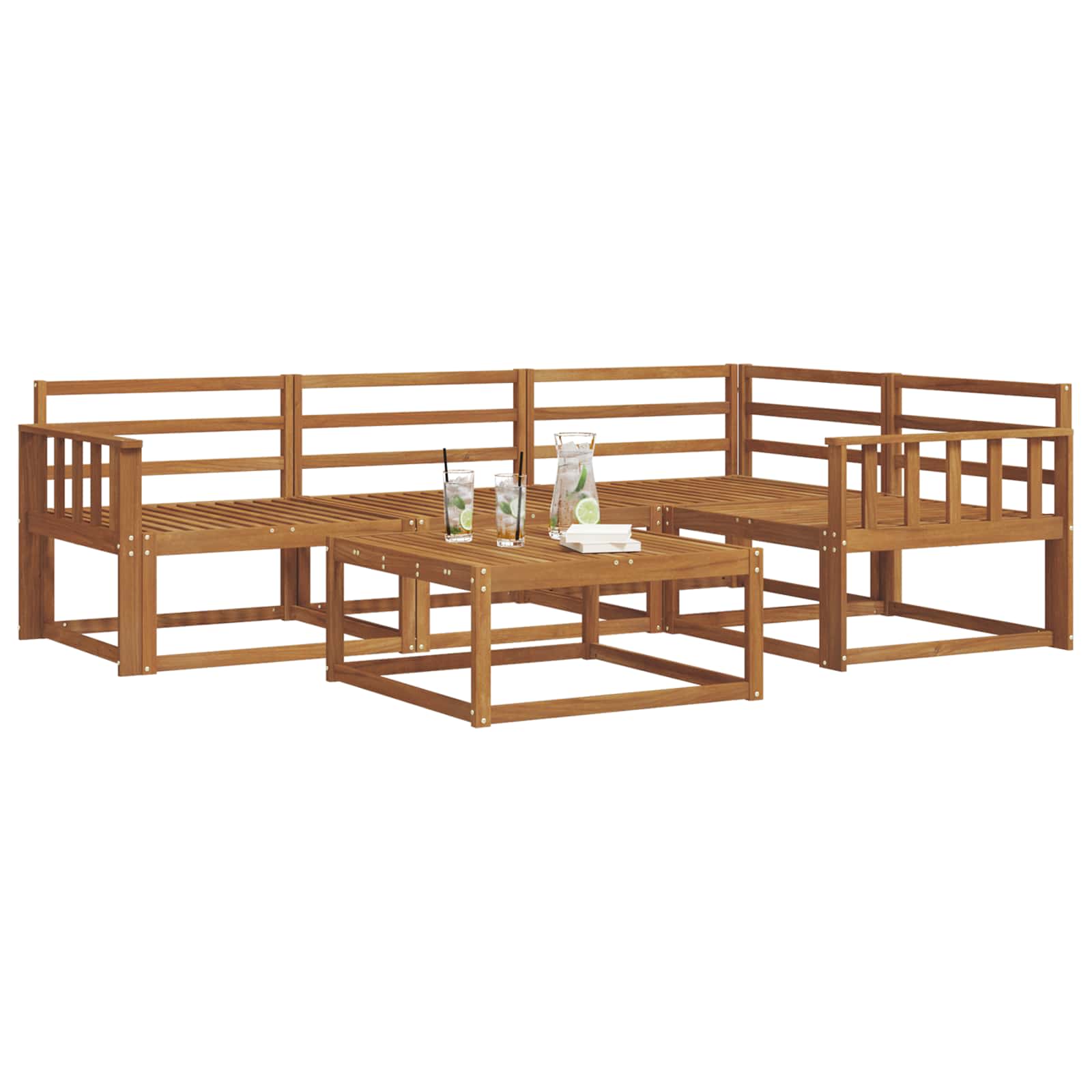 Buiten bankenset 5 pcs Naturel Massief Acaciahout image 3