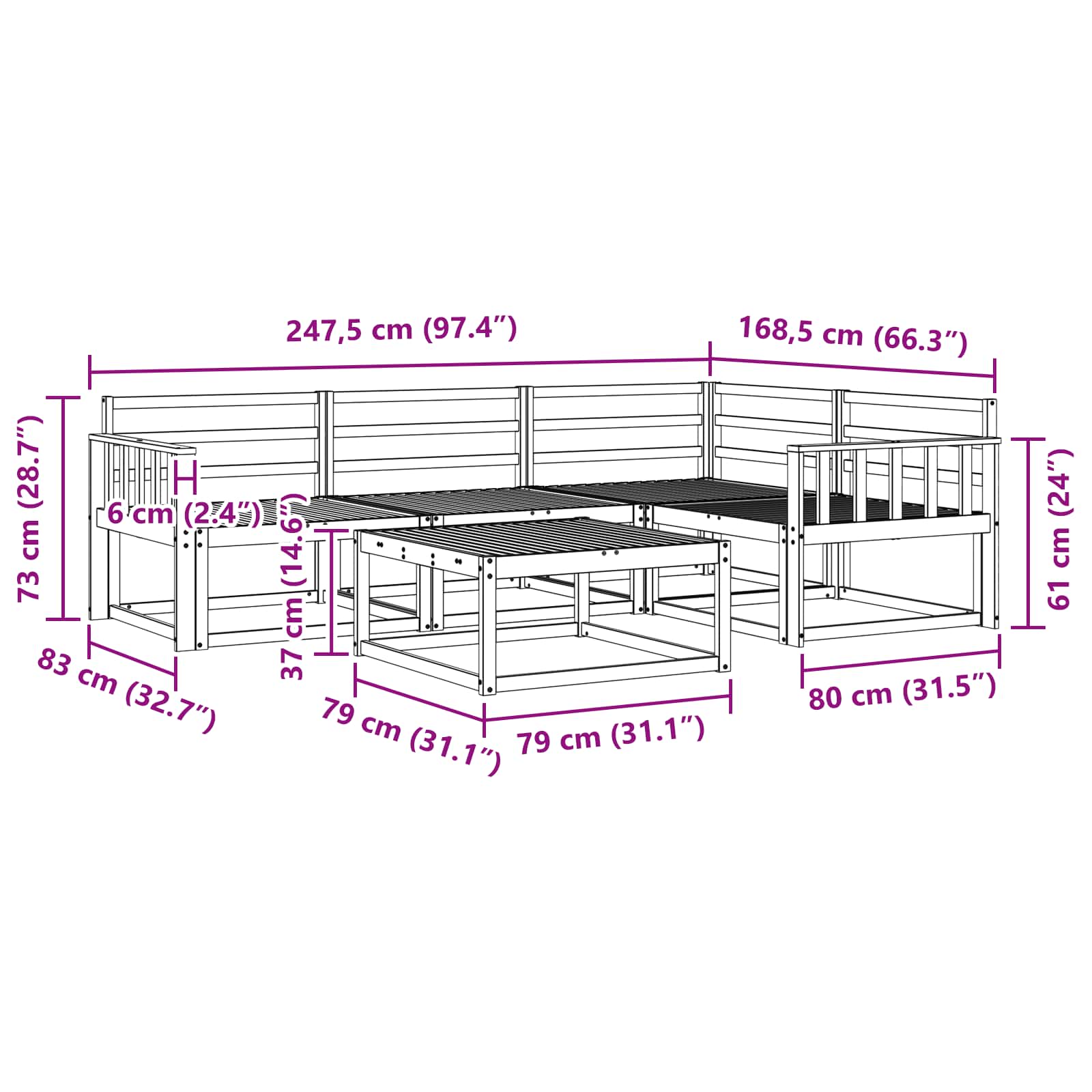 Buiten bankenset 5 pcs Naturel Massief Acaciahout image 9