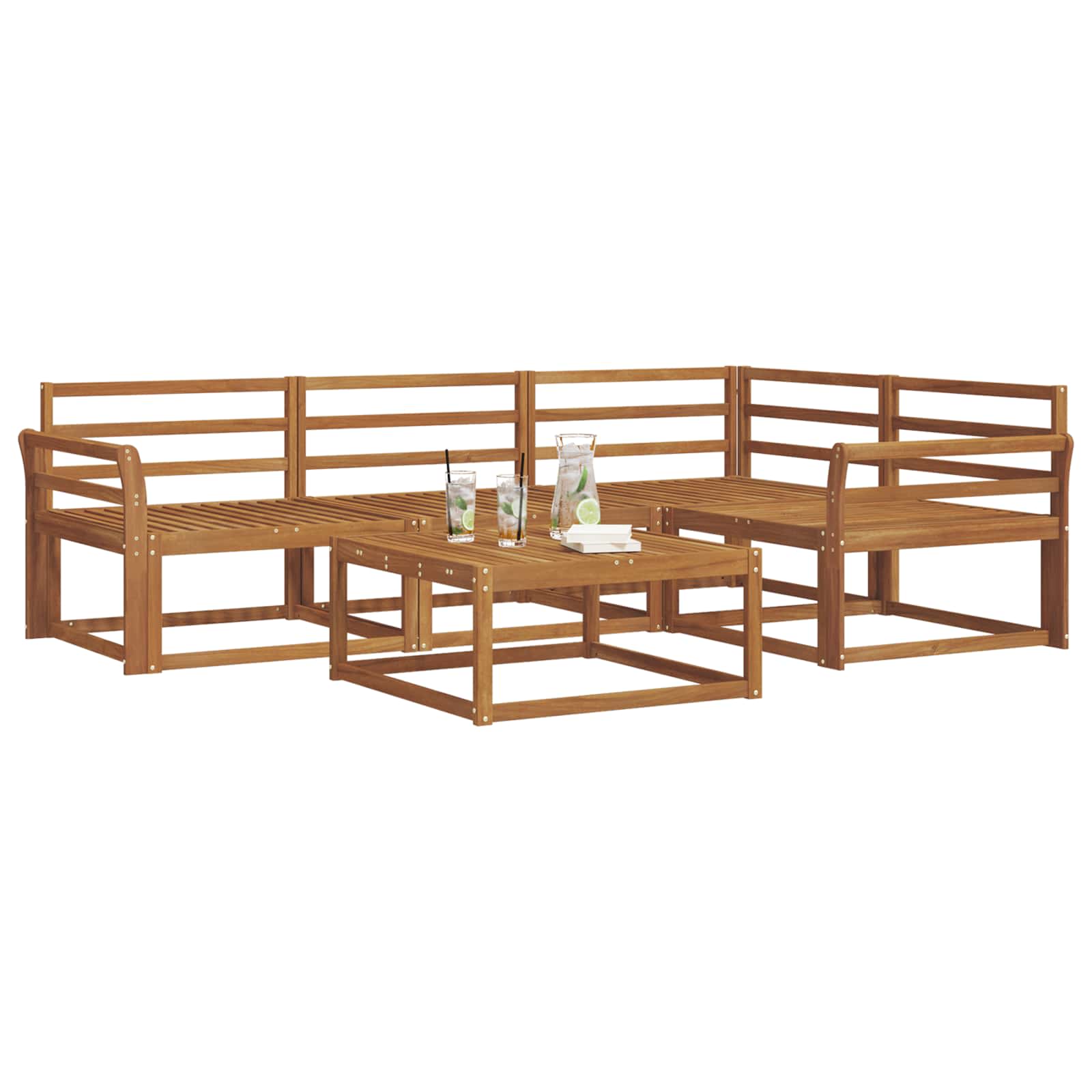 Buiten bankenset 5 pcs Naturel Massief Acaciahout image 3