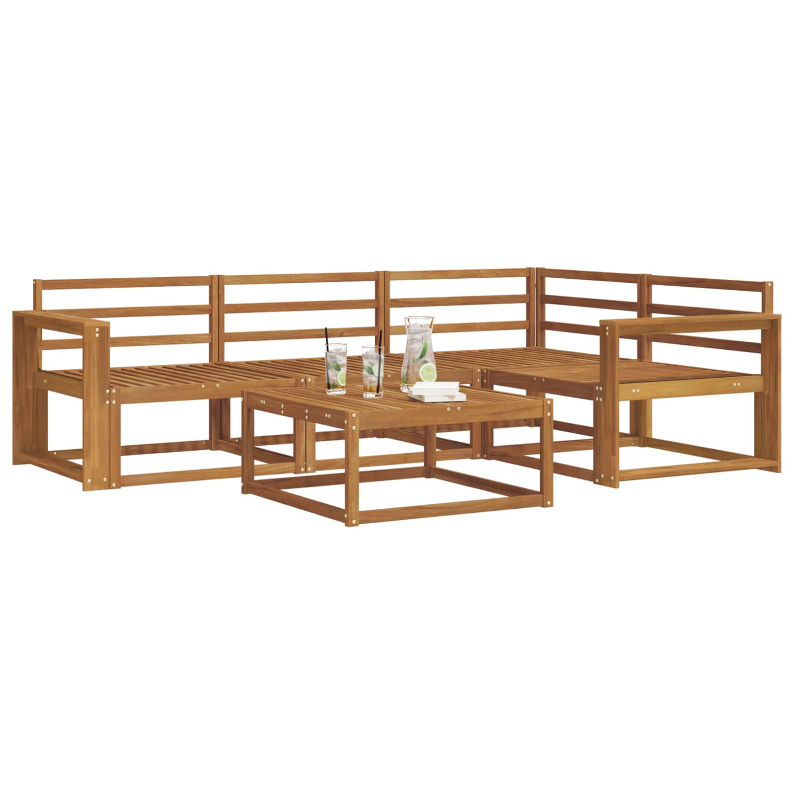 Buiten bankenset 5 pcs Naturel Massief Acaciahout image 3