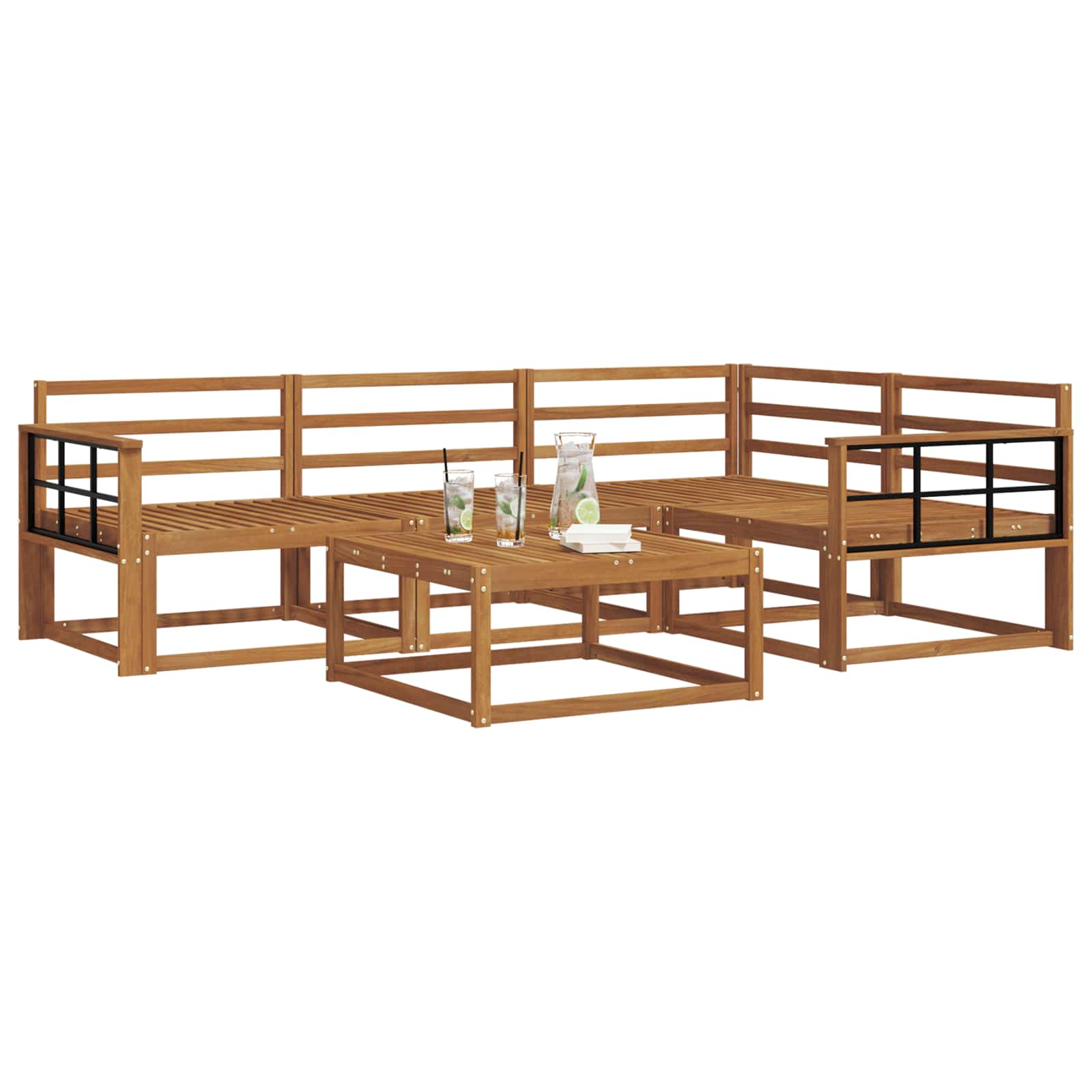 Buiten bankenset 5 pcs Naturel Massief Acaciahout image 3