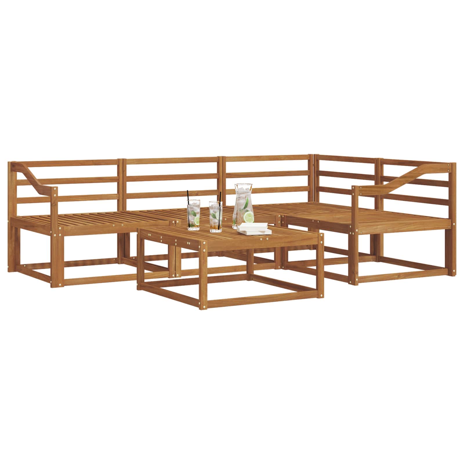 Buiten bankenset 5 pcs Naturel Massief Acaciahout image 3