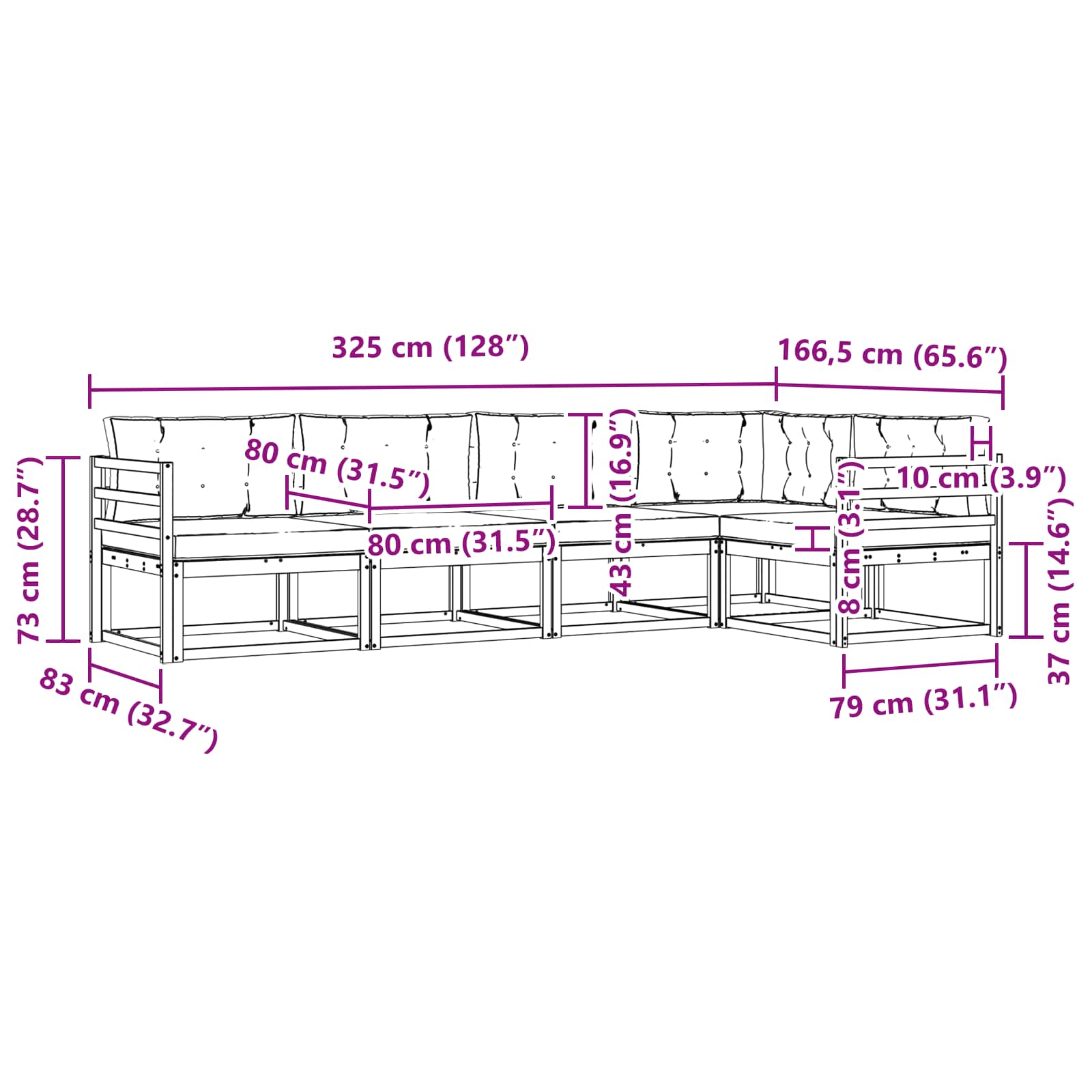 Zunanja garnitura za sedenje 5 pcs Naravna in antracitna - slika 8