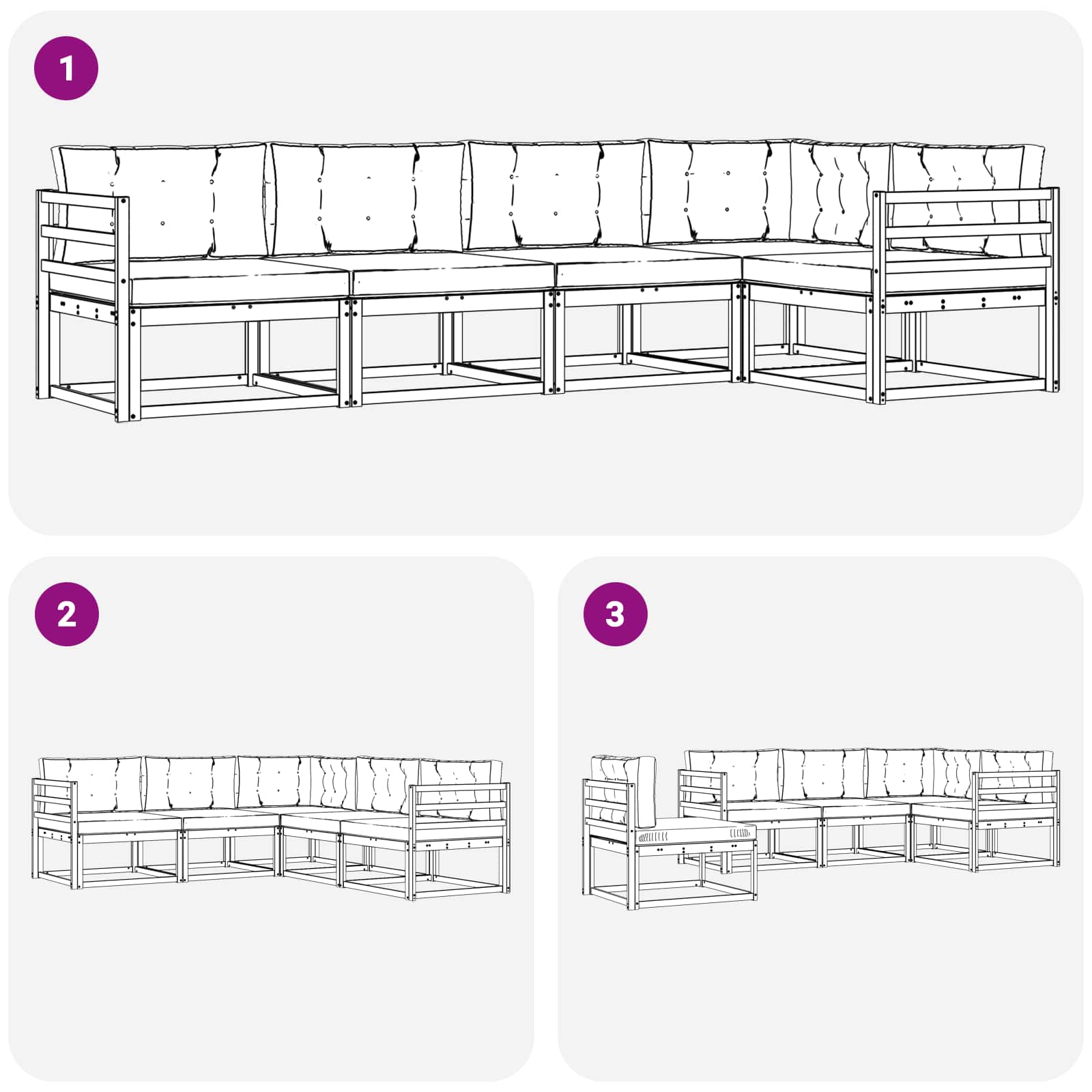 Zunanja garnitura za sedenje 5 pcs Naravna in antracitna - slika 7