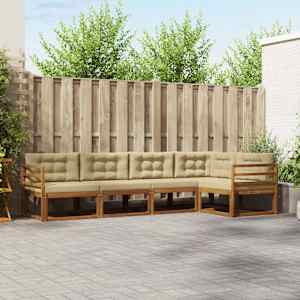 Zunanja garnitura za sedenje z blazino 5 pcs Naravna in bež