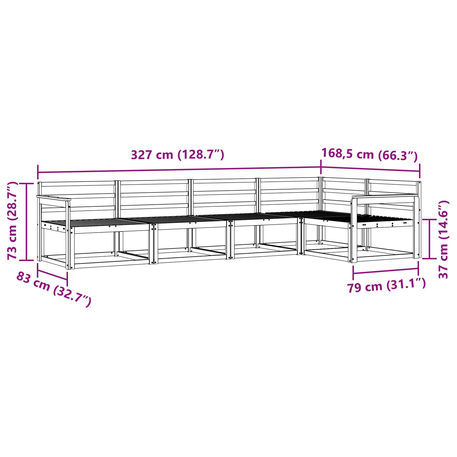 Buiten bankenset 5 pcs Naturel Massief Acaciahout image 7