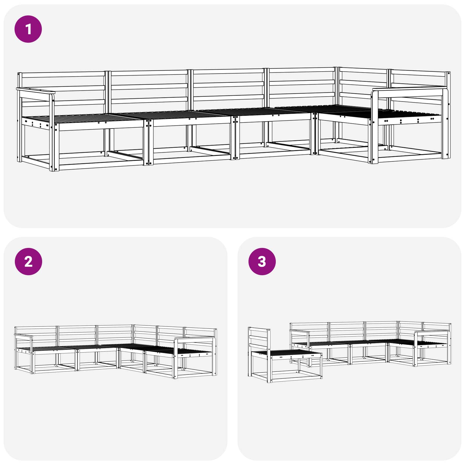 Buiten bankenset 5 pcs Naturel Massief Acaciahout image 6