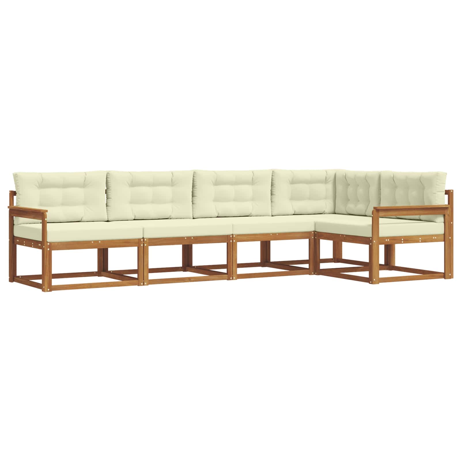 Zunanja garnitura za sedenje z blazino 5 pcs Naravna in smetana - slika 2