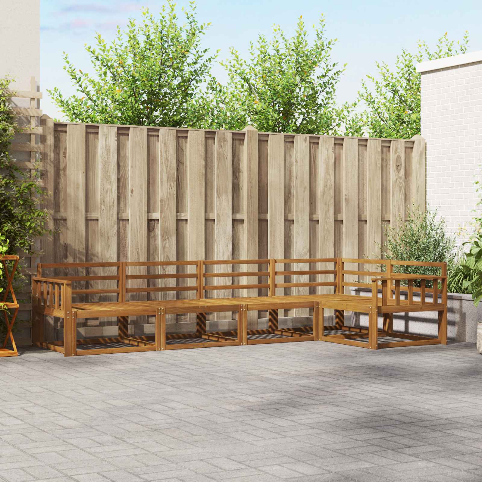 Buiten bankenset 5 pcs Naturel Massief Acaciahout image 1