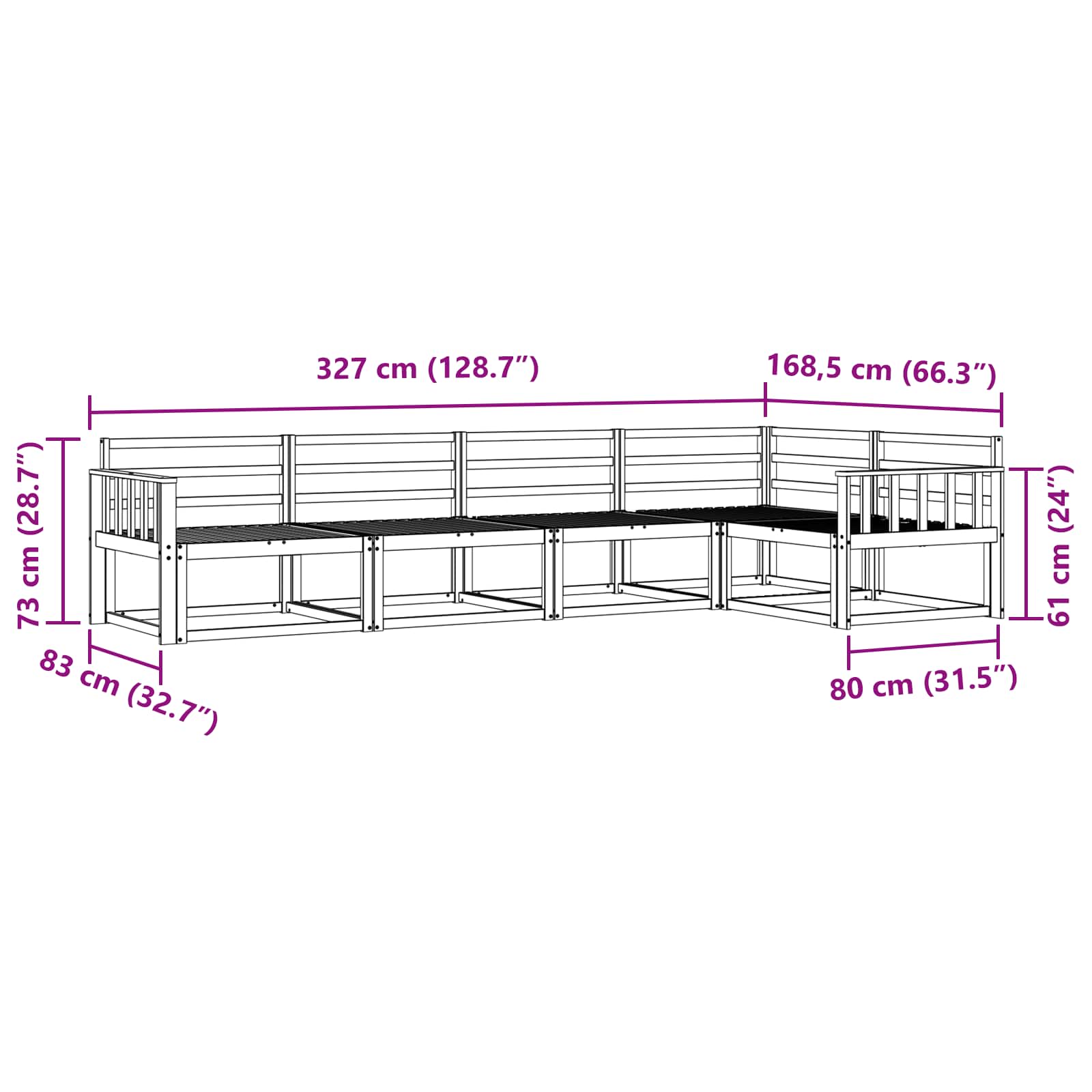 Buiten bankenset 5 pcs Naturel Massief Acaciahout image 6