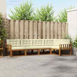 Zunanja garnitura za sedenje z blazino 5 pcs Naravna in smetana