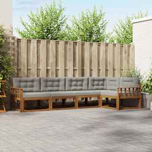 Zunanja garnitura za sedenje 5 pcs Naravna in svetlo siva