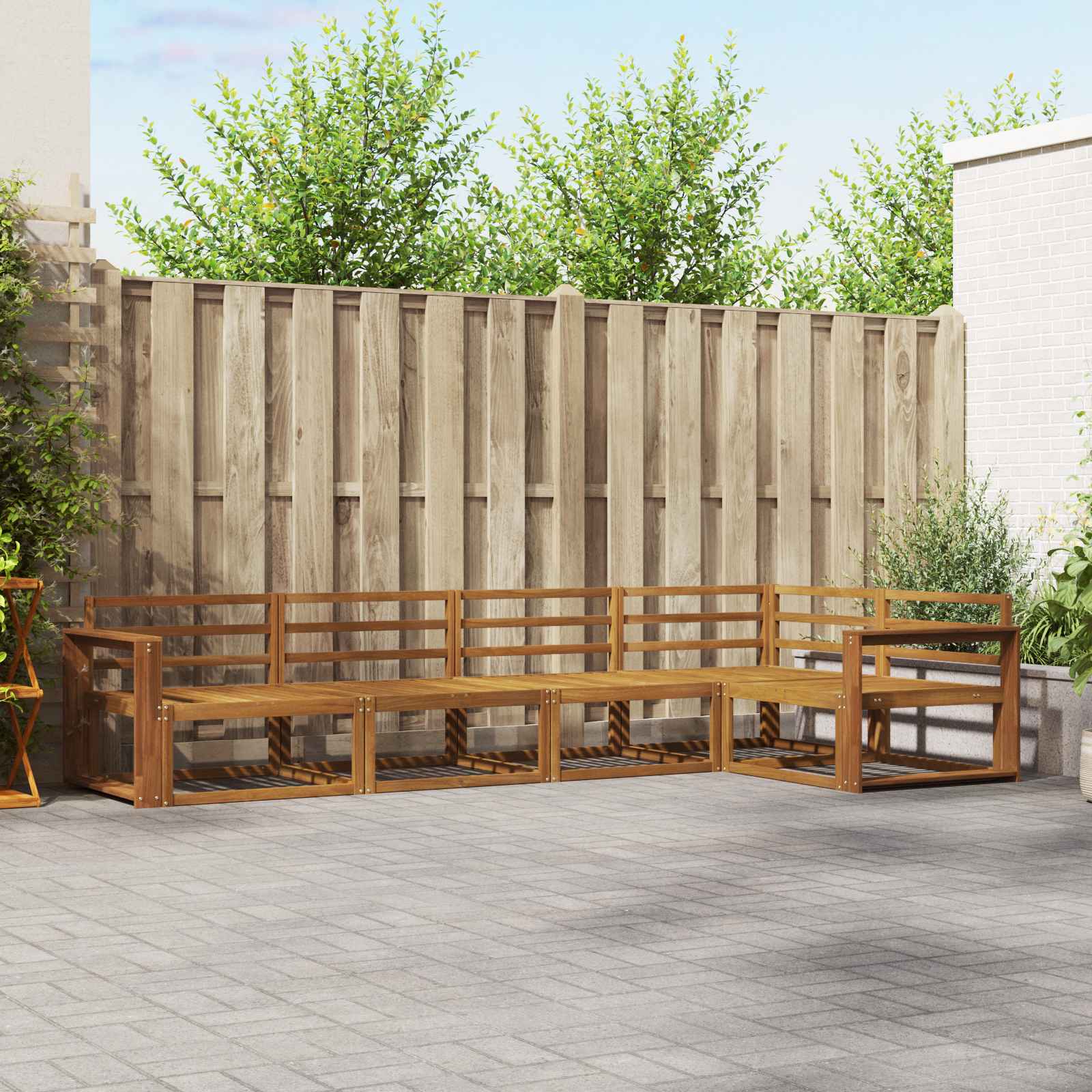 vidaXL Set de canapele de exterior 5 pcs natural Lemn Solid de Acacia