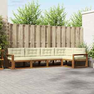 Zunanja garnitura za sedenje z blazino 5 pcs Naravna in smetana