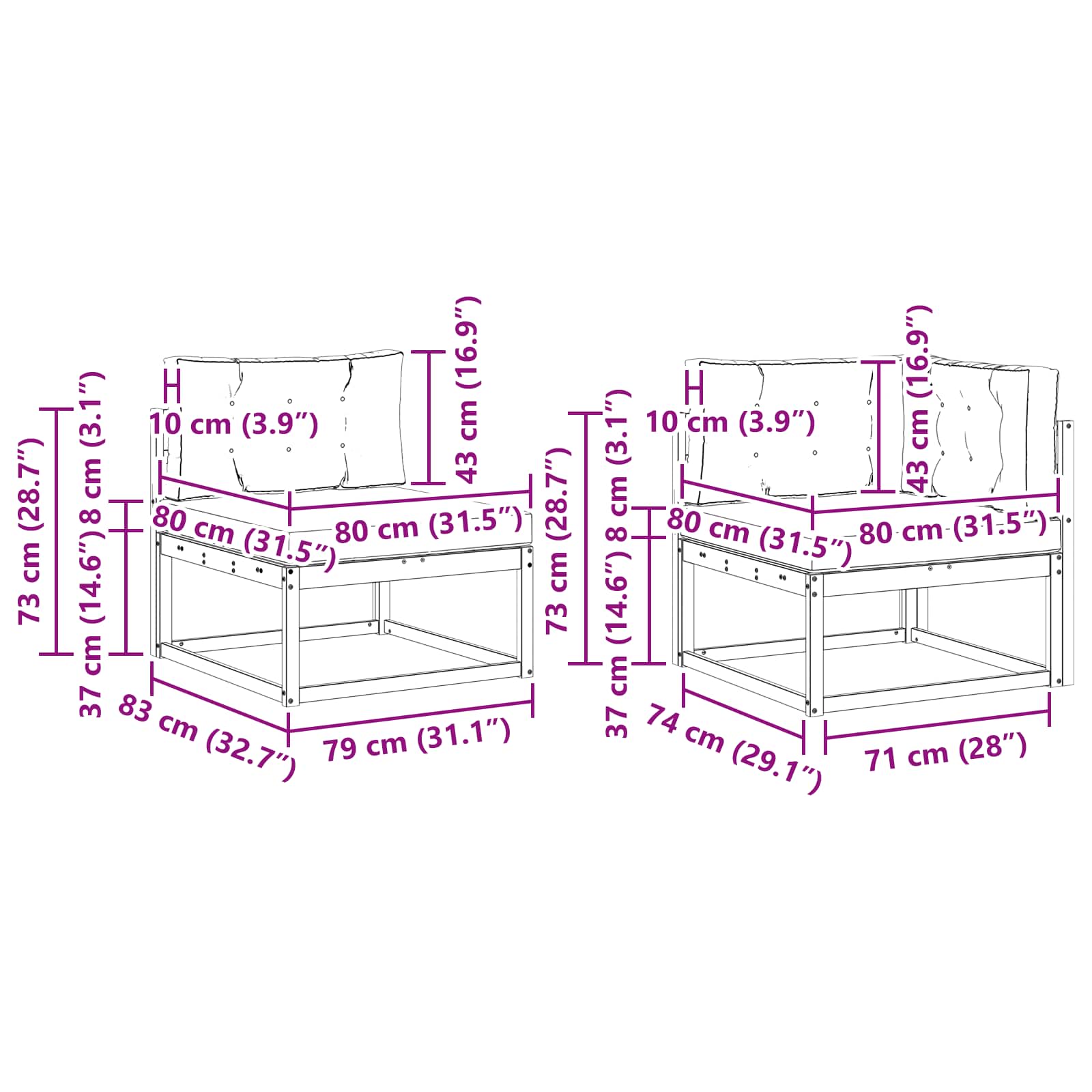 Zunanja garnitura za sedenje 5 pcs Naravna in antracitna - slika 8