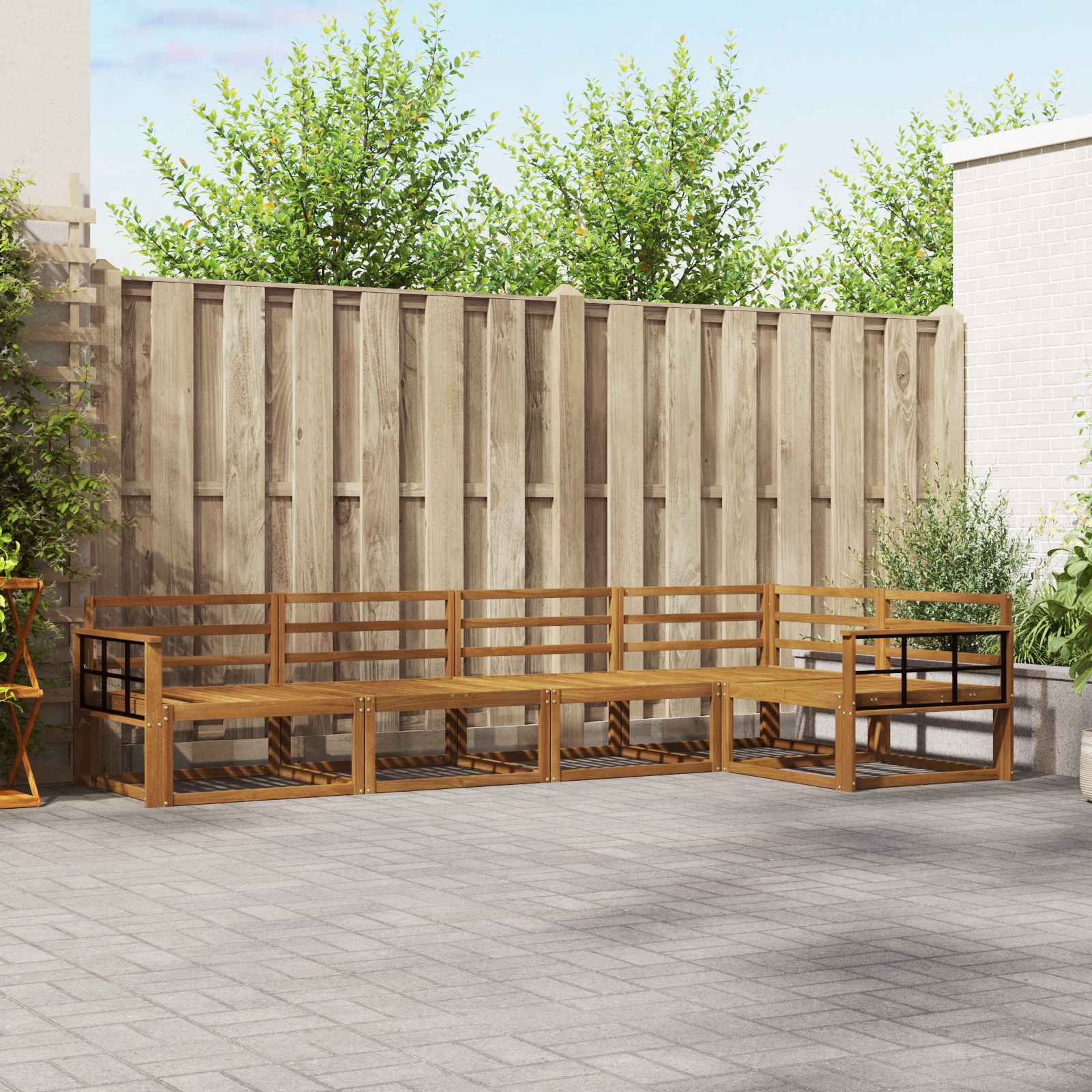 Buiten bankenset 5 pcs Naturel Massief Acaciahout image 1