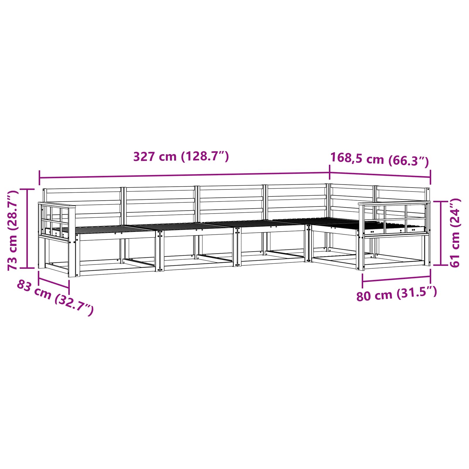 Buiten bankenset 5 pcs Naturel Massief Acaciahout image 6