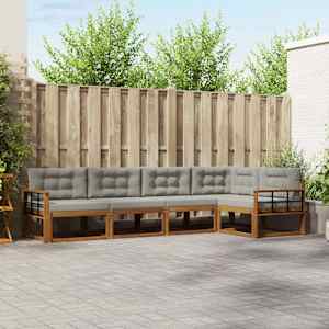 Zunanja garnitura za sedenje 5 pcs Naravna in svetlo siva