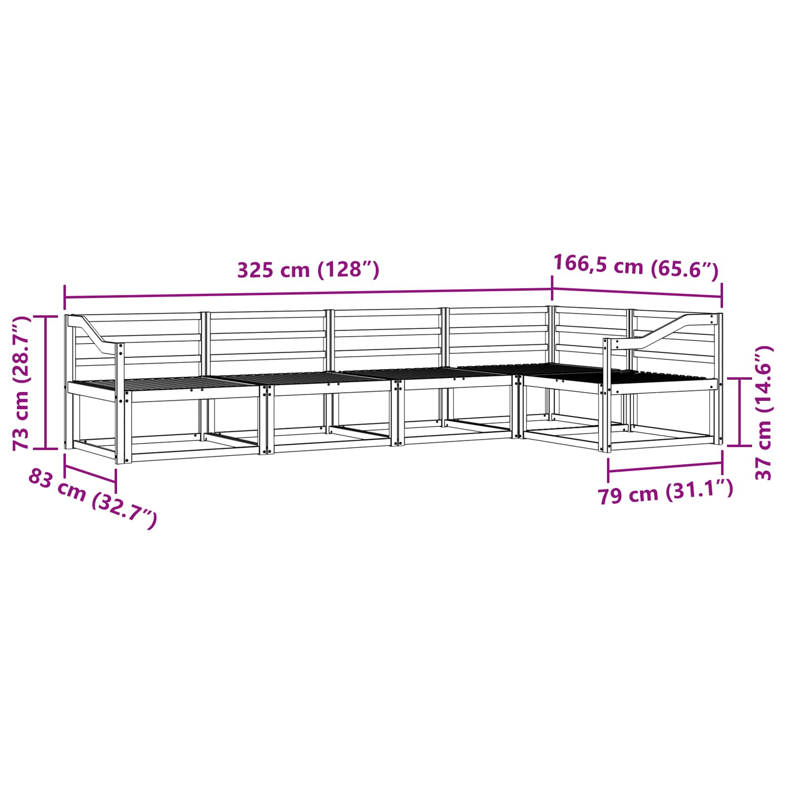 Zunanja garnitura za sedenje 5 pcs Naravna Masiven les akacije - slika 6