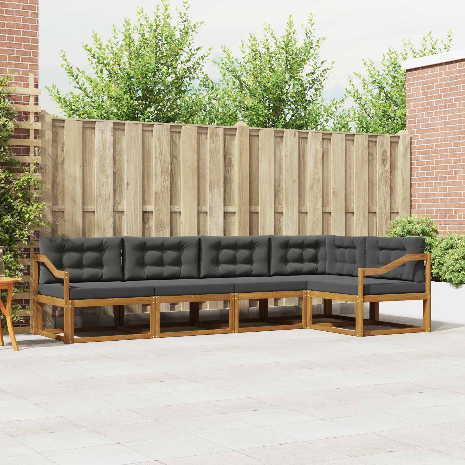 vidaXL Set de canapele de exterior cu pernă 5 pcs Natural și Antracit