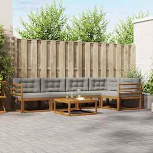 Zunanja garnitura za sedenje 6 pcs Naravna in svetlo siva