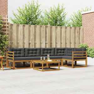 Zunanja garnitura za sedenje 6 pcs Naravna in antracitna