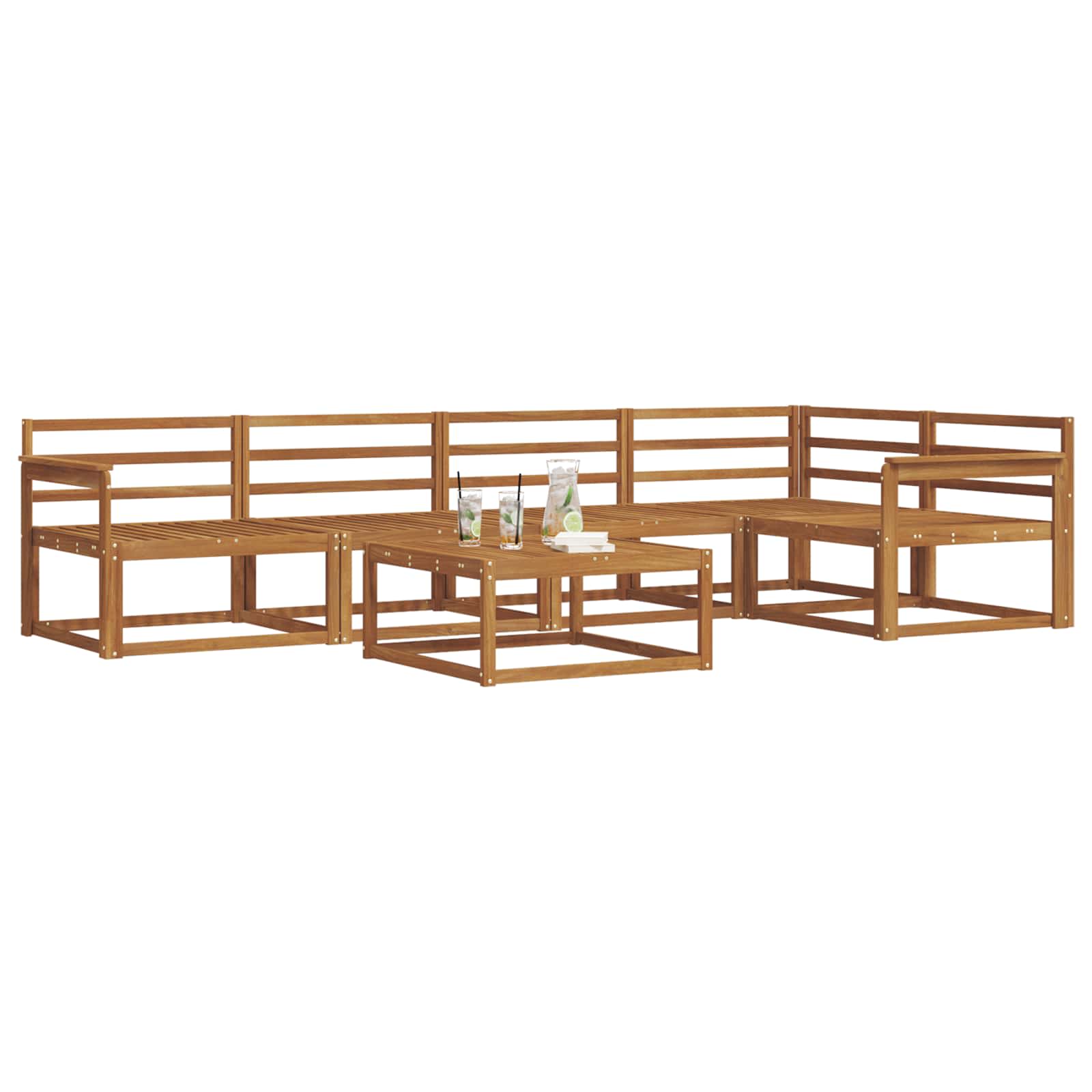 Buiten bankenset 6 pcs Naturel Massief Acaciahout image 3