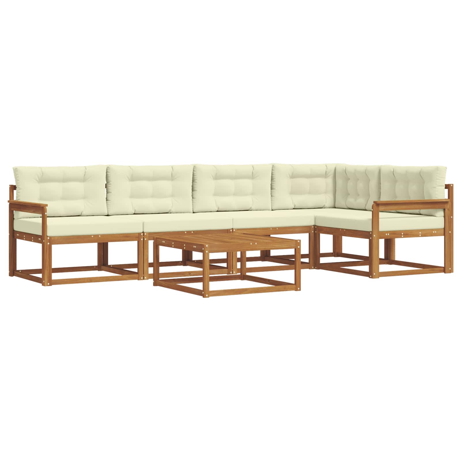 Zunanja garnitura za sedenje z blazino 6 pcs Naravna in smetana - slika 2