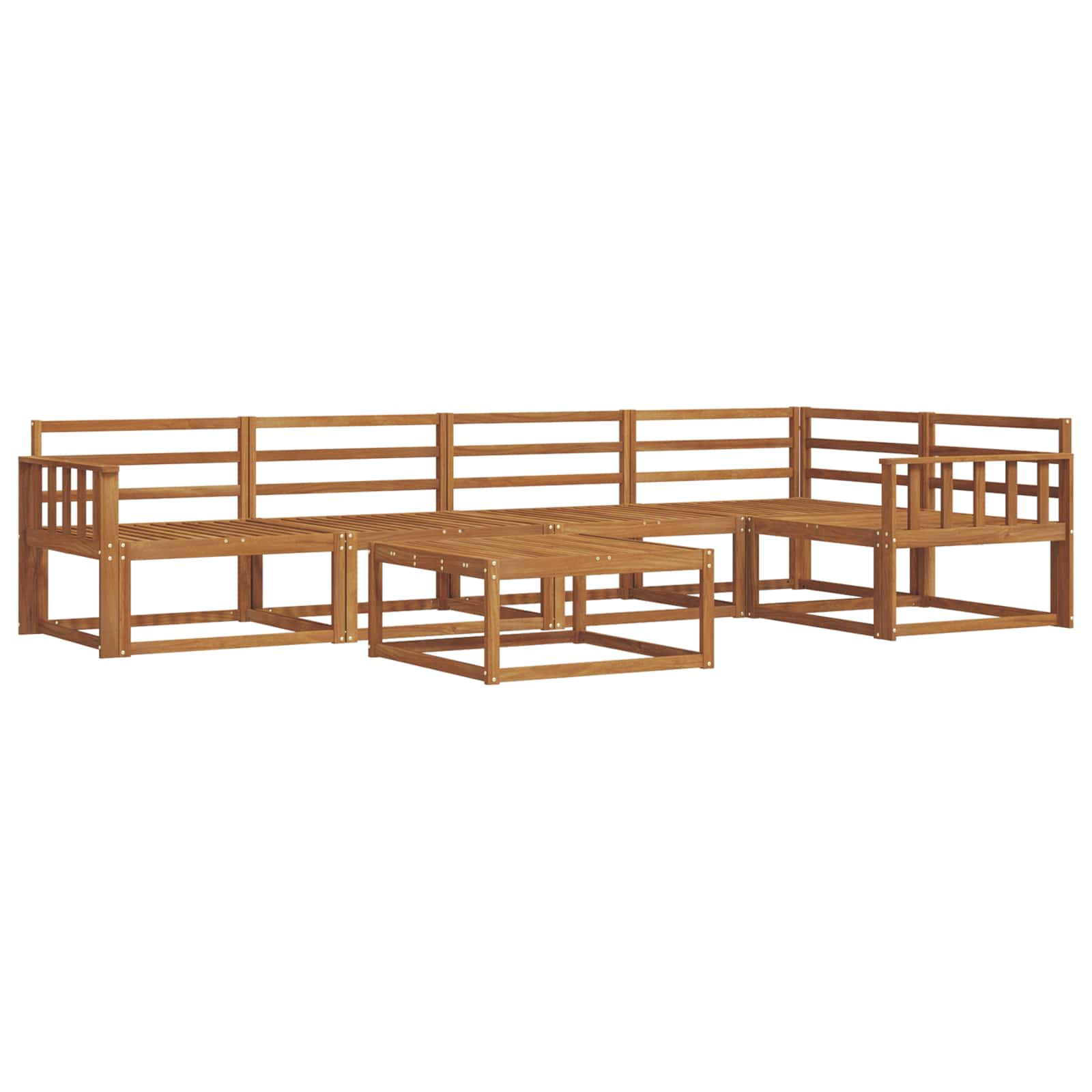 Buiten bankenset 6 pcs Naturel Massief Acaciahout image 2