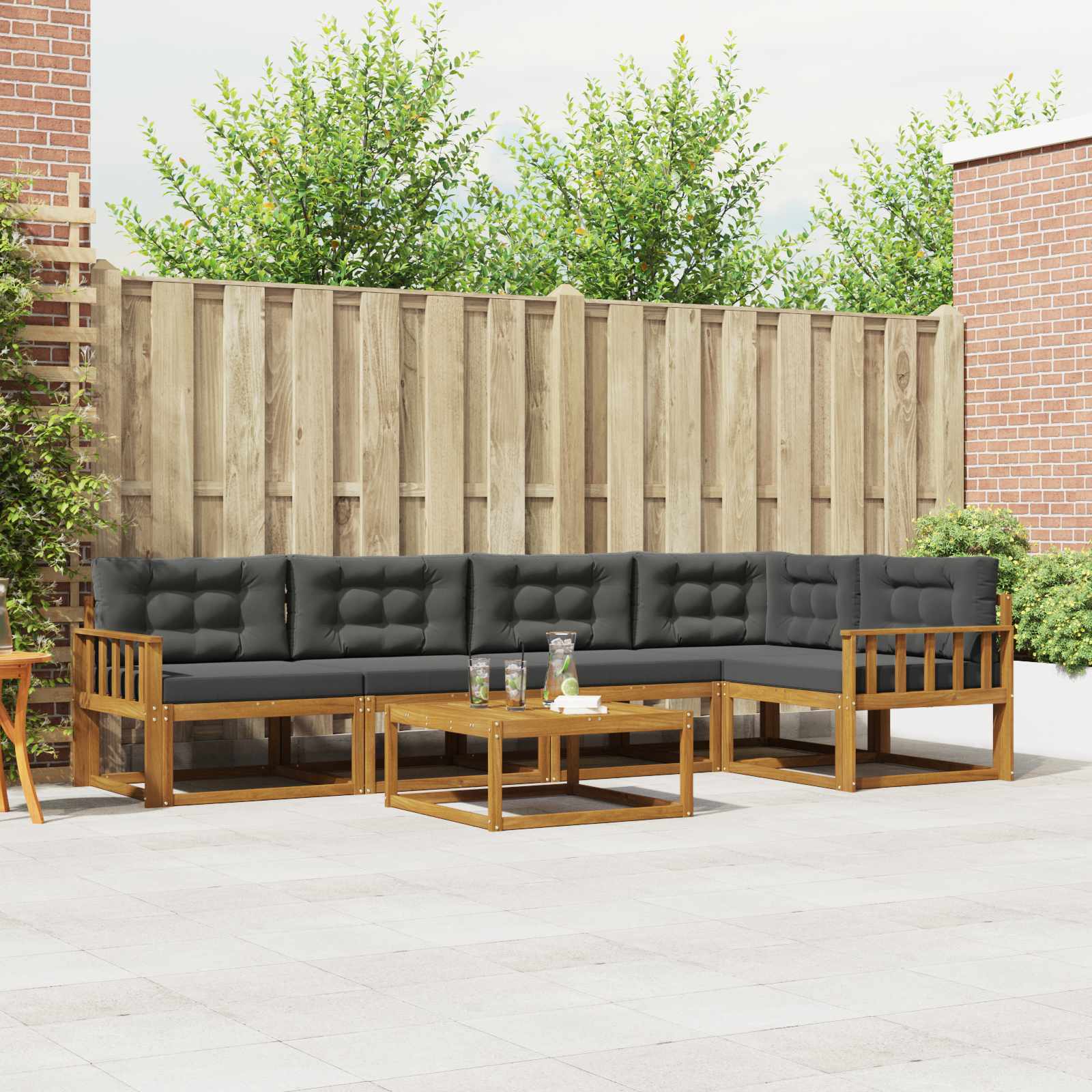 vidaXL Set de canapele de exterior cu pernă 6 pcs Natural și Antracit