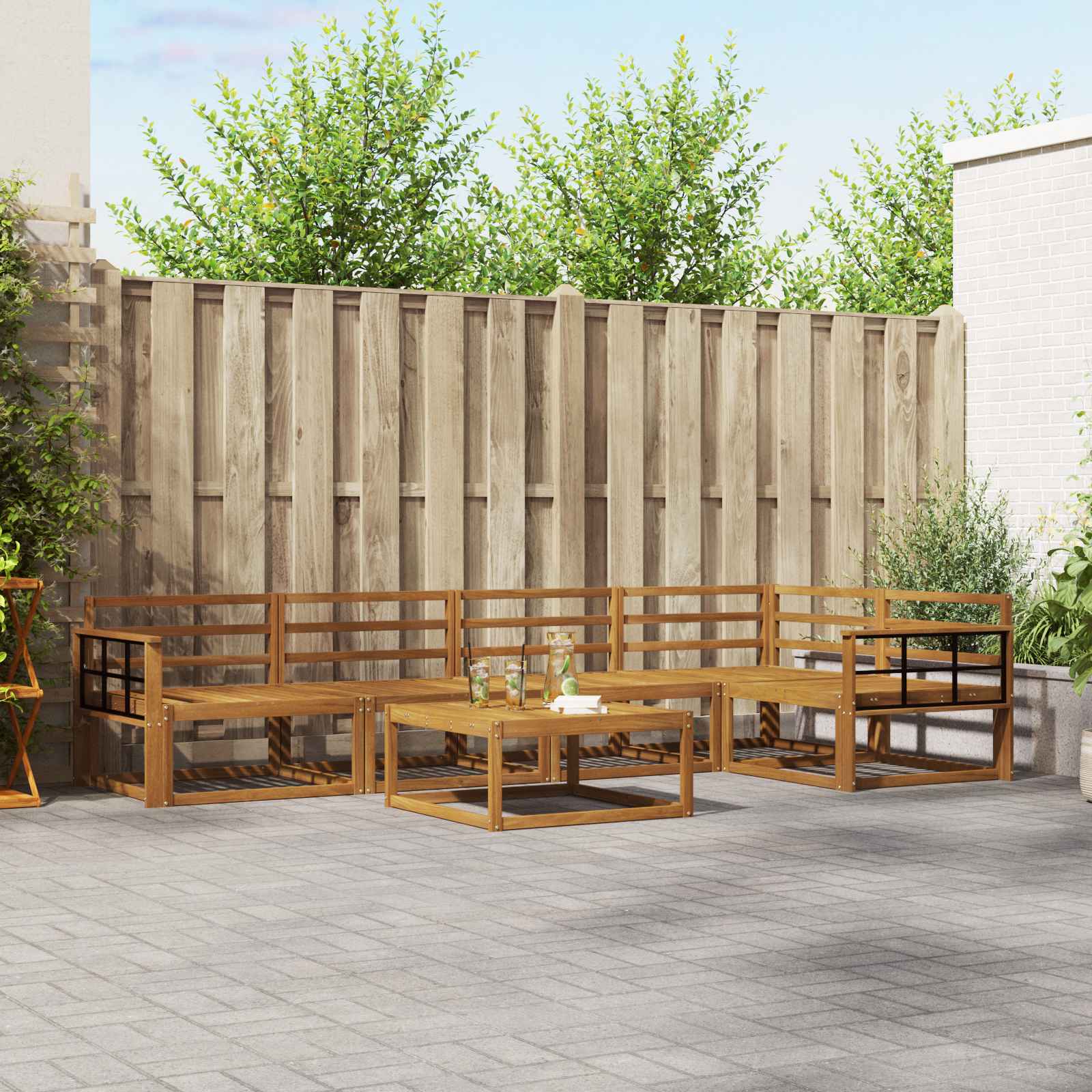 vidaXL Set de canapele de exterior 6 pcs natural Lemn Solid de Acacia