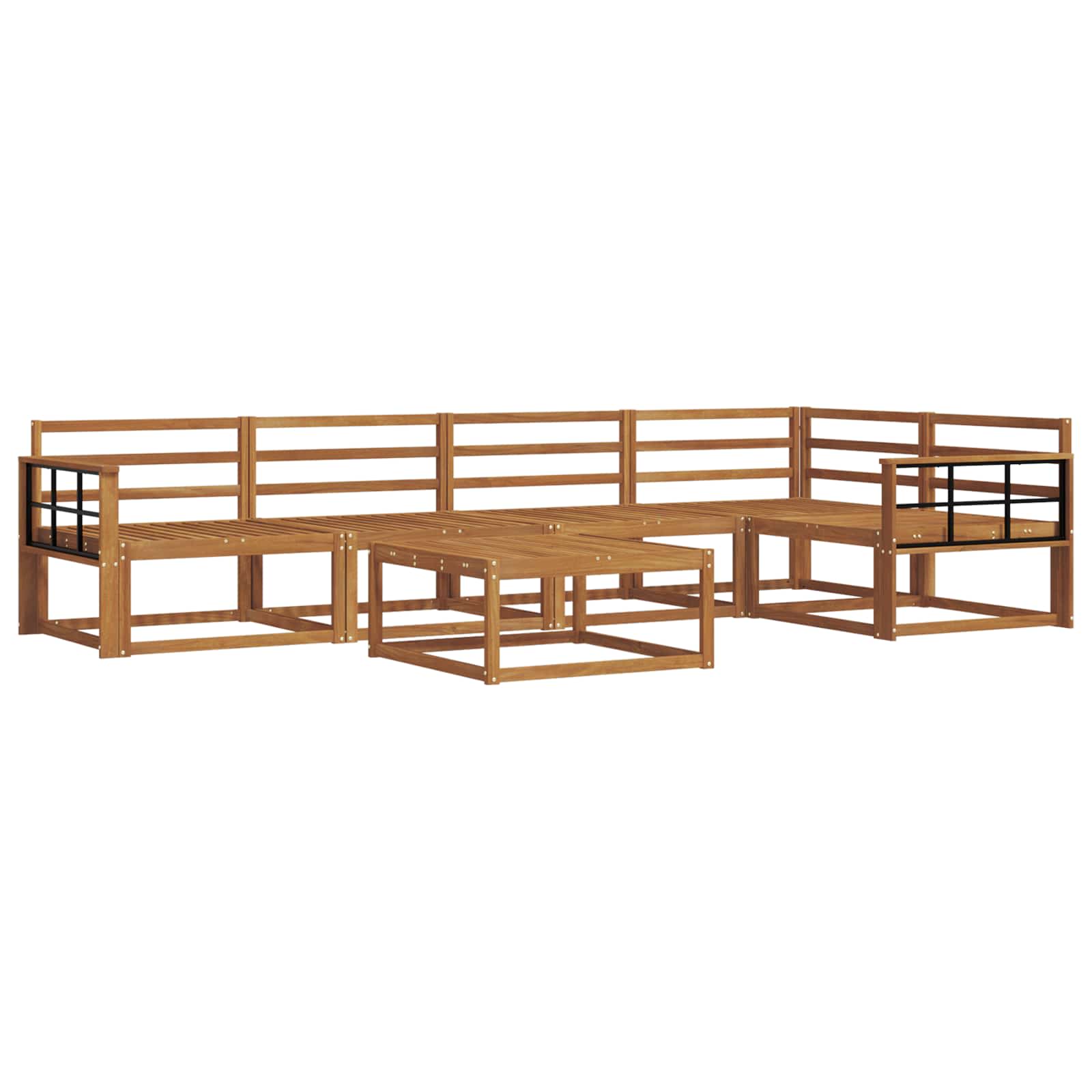 Buiten bankenset 6 pcs Naturel Massief Acaciahout image 2