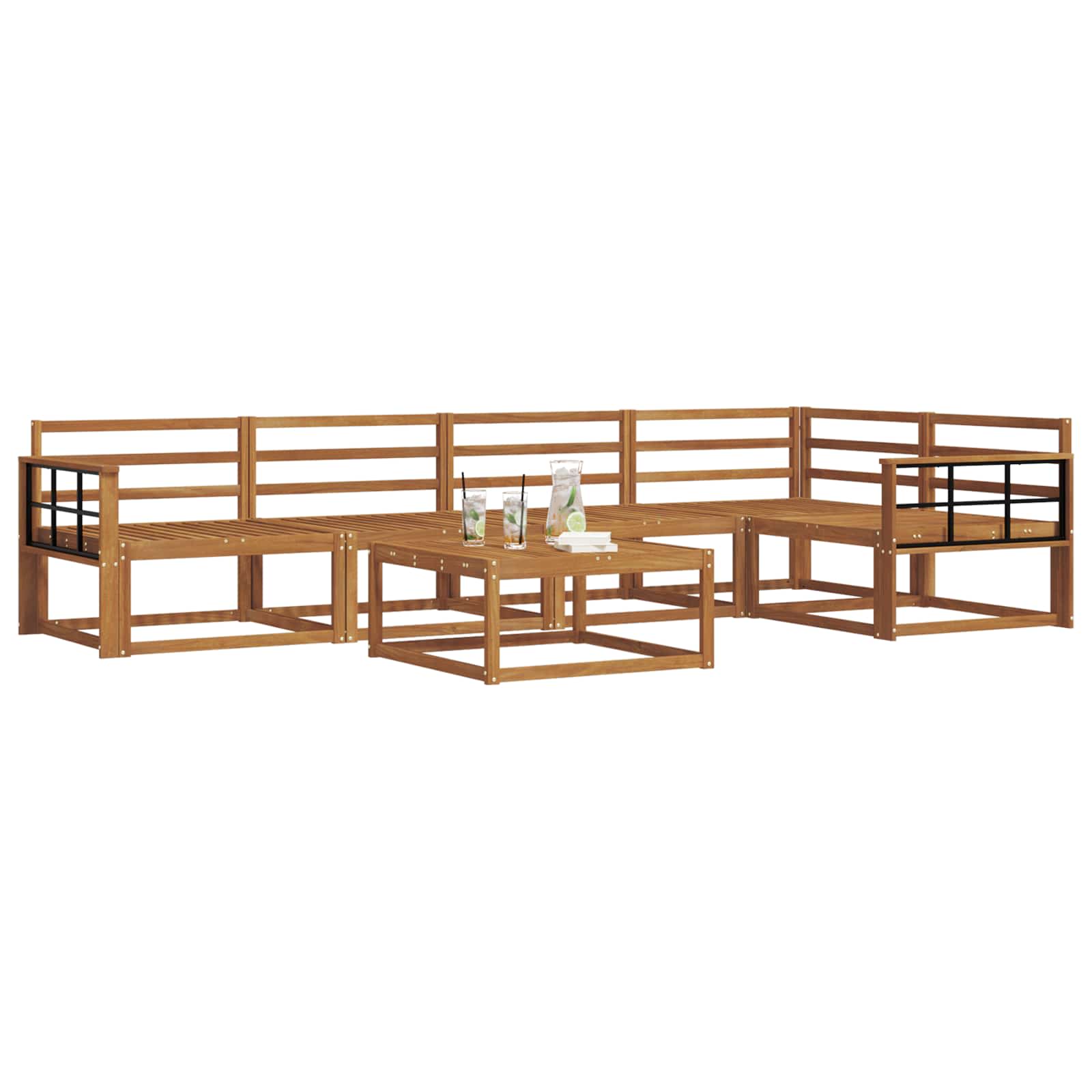 Buiten bankenset 6 pcs Naturel Massief Acaciahout image 3