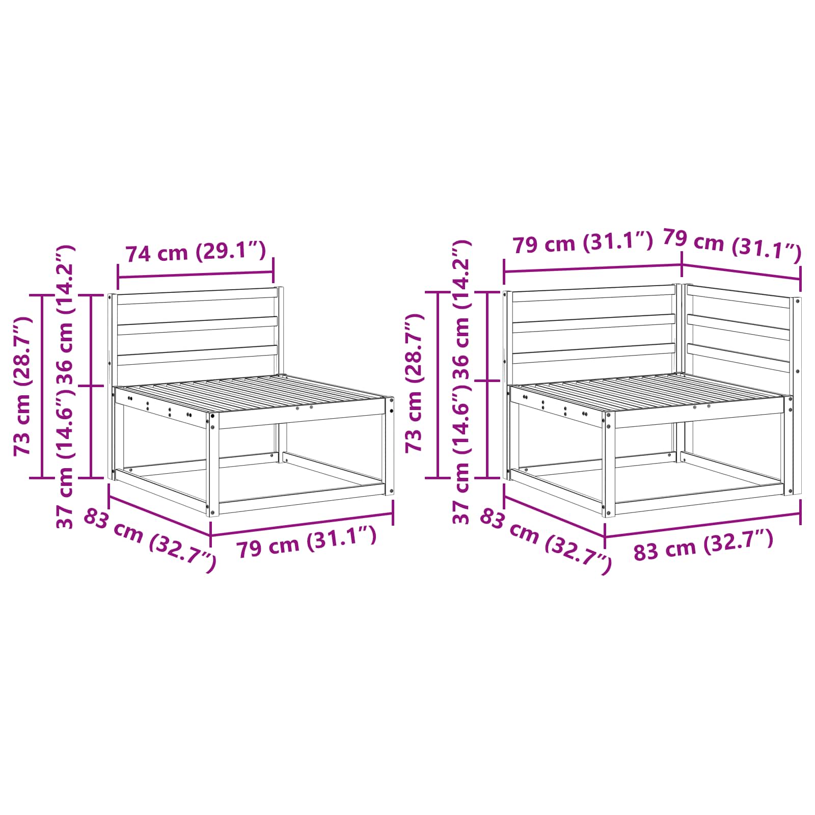 Buiten bankenset 6 pcs Naturel Massief Acaciahout image 7