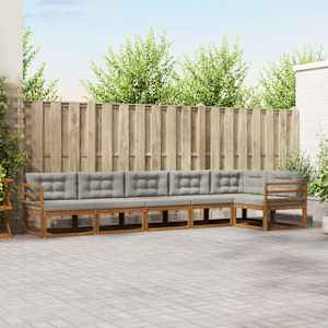 Zunanja garnitura za sedenje 6 pcs Naravna in svetlo siva