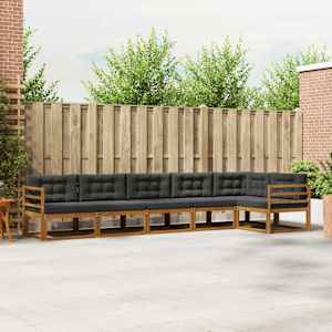 Zunanja garnitura za sedenje 6 pcs Naravna in antracitna