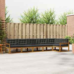 Zunanja garnitura za sedenje 6 pcs Naravna in antracitna