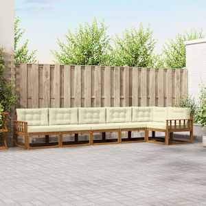 Zunanja garnitura za sedenje z blazino 6 pcs Naravna in smetana