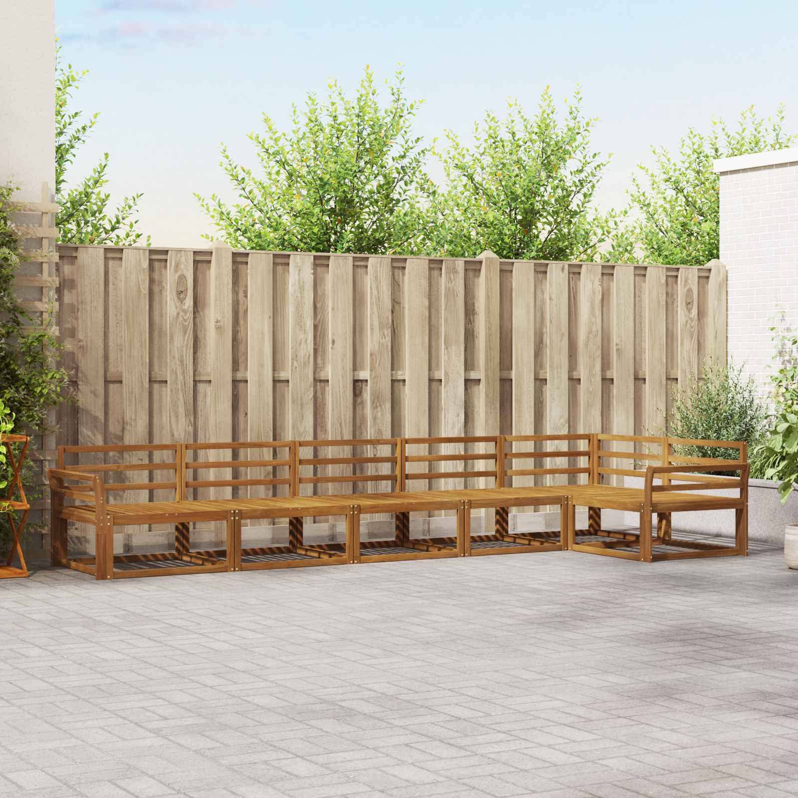 Buiten bankenset 6 pcs Naturel Massief Acaciahout image 1