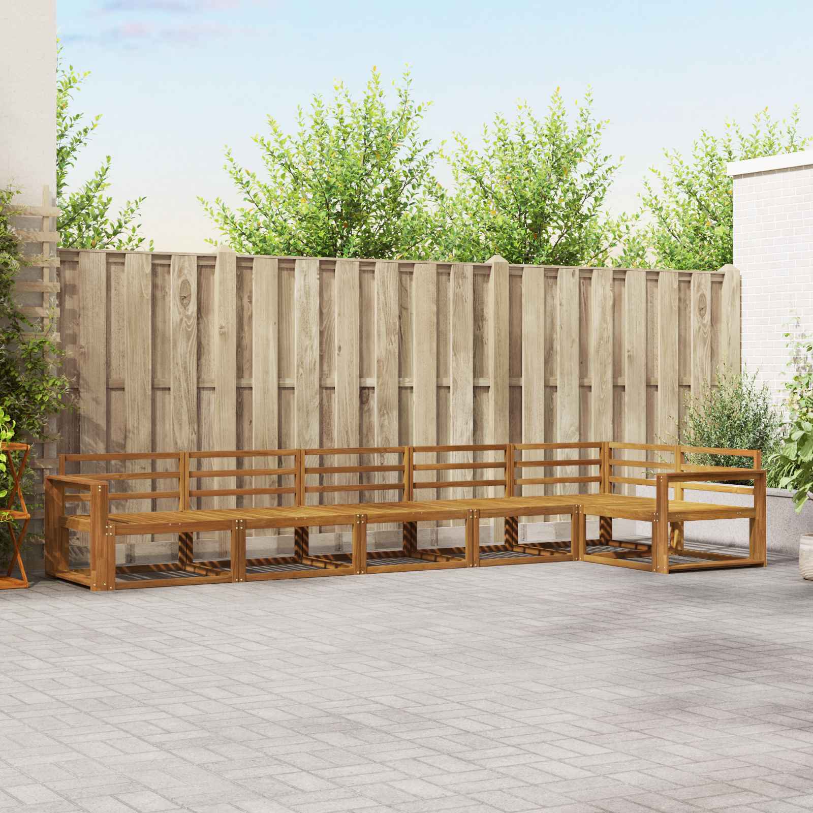 Buiten bankenset 6 pcs Naturel Massief Acaciahout image 1