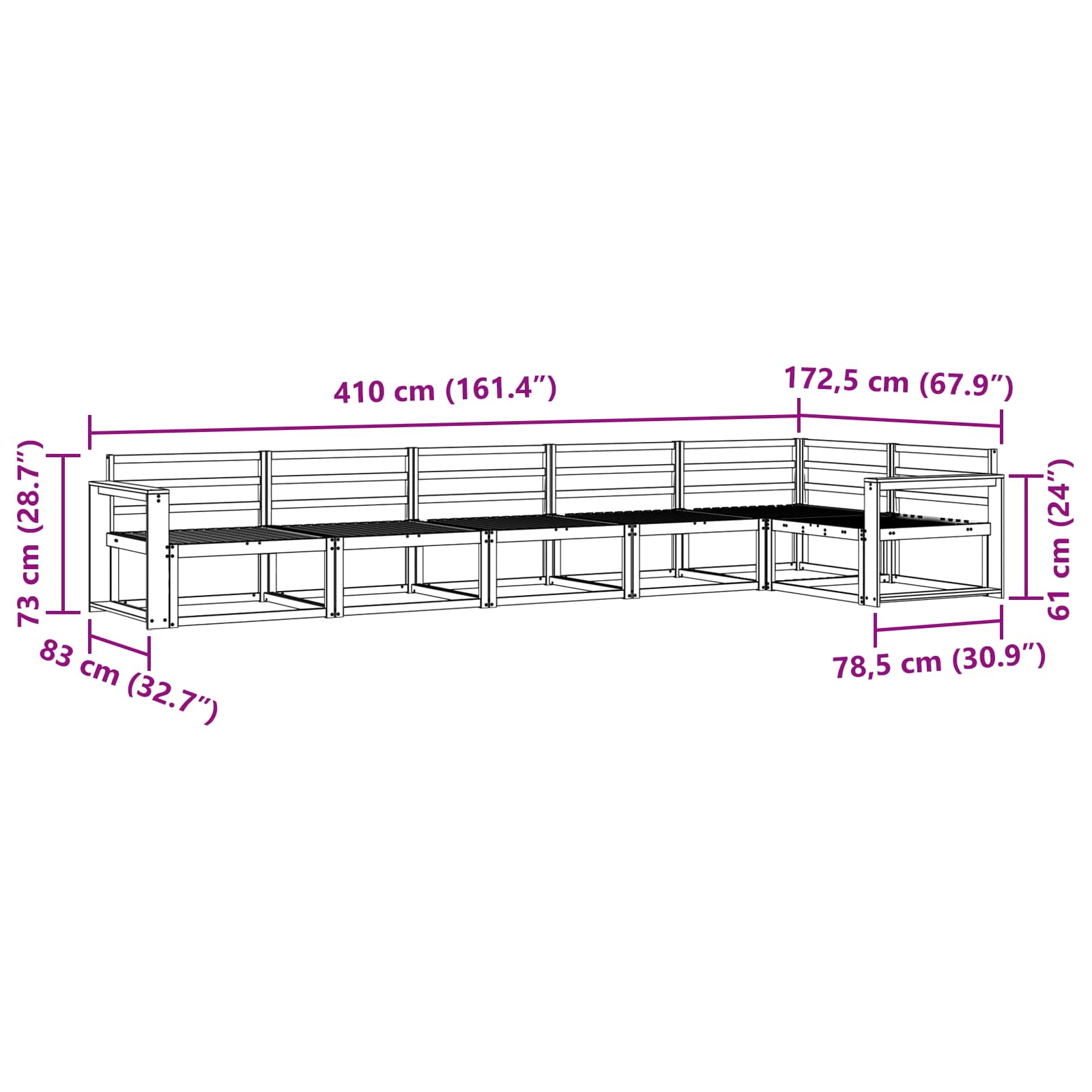 Buiten bankenset 6 pcs Naturel Massief Acaciahout image 6