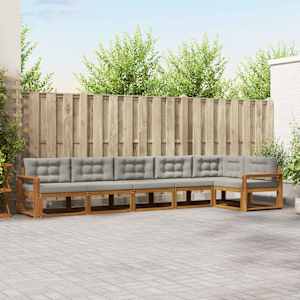 Zunanja garnitura za sedenje 6 pcs Naravna in svetlo siva