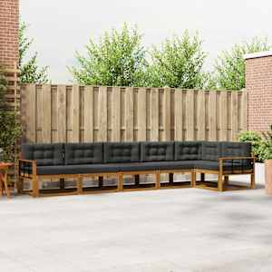 Zunanja garnitura za sedenje 6 pcs Naravna in antracitna