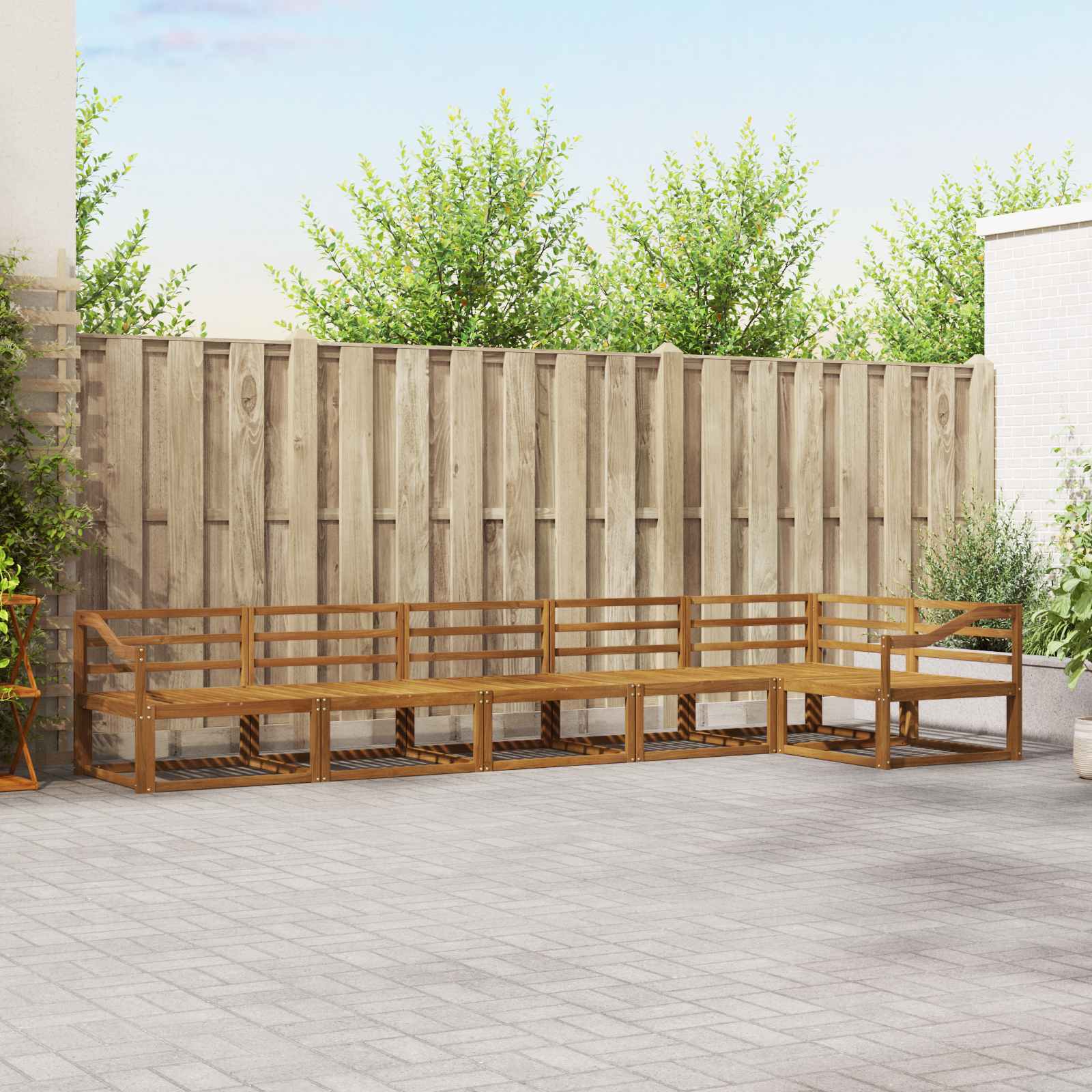 Buiten bankenset 6 pcs Naturel Massief Acaciahout image 1